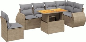 vidaXL Set canapele de grădină, 7 piese, cu perne, bej, poliratan