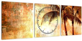Tablou - Palmieri pe plajă (cu ceas) (90x30 cm)