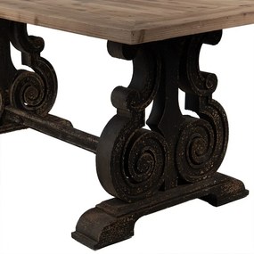 Masă de dining shabby chic, cu finisaj negru antichizat, Château