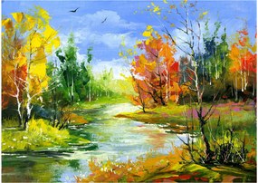 Tablou pe sticlă - Peisaj - pictură (70x50 cm)