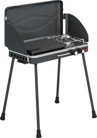 Outsunny 2-in-1 Portabil Grătar pe Gaz Propan, Grill și Aragaz, 7 kW, Negru | Aosom Romania