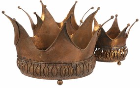 Cutie metalică decorativă Coroana de aur, set de 3bucăți, auriu