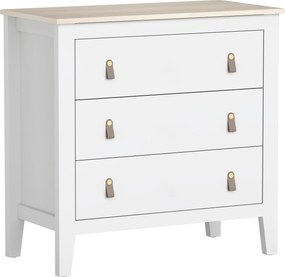 HOMCOM Comodă cu 3 Sertare și Mânere din Piele Ecologică Albă | Aosom Romania