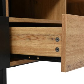 Mobilier TV modern, Negru+Culoare naturală | Aosom Romania
