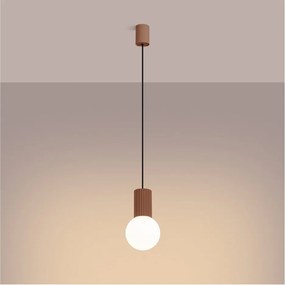 Lustră maro deschis cu abajur din sticlă ø 12 cm Orbital – Sollux