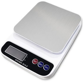 Resigilat: Cantar digital de bucatarie Rosberg R51651P, Pana la 5 kg, 2x baterii AAA, Afisaj LED, Alb/Negru