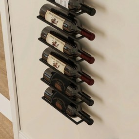 HOMCOM Suport pentru Sticle de Vin cu Montare pe Perete, 27x10x116 cm, Negru | Aosom Romania