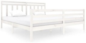 3100675 vidaXL Cadru de pat, alb, 200x200 cm, lemn masiv