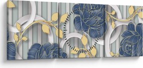 Tablou - Tradafiri și cercuri (cu ceas) (90x30 cm)