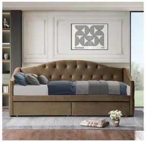 Pat de o persoană (divan) 90 cm Zonas (maro) (cu somieră) (cu sp. depozitare). 1116568