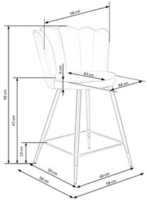 Scaun de bar Knox, gri/negru