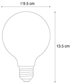 Set 5 becuri Bec LED cu filament spiralat E27 reglabil G95 4W 270lm 2200K