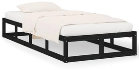 820825 vidaXL Cadru de pat mic single, negru, 75x190 cm, lemn masiv