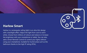 Panou LED CCT si RGB ultra-subtire protectie IP54 Harlow Smart Colour light