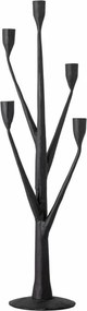 Sfeșnic cu 5 brațe din metal, negru, cu brațe ramificate, finisaj mat, 64 x 26 x 24 cm, „Abriz”