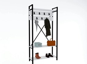 Mobilier hol ALFA, alb/negru, PAL melaminat, 90x34x180 cm