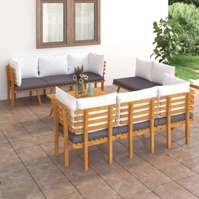 3087013 vidaXL Set mobilier de grădină cu perne, 8 piese, lemn masiv de acacia