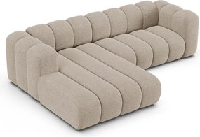 Colțar bej cu tapițerie din chenille (cu colț pe partea stângă/cu șezlong) Lupine – Micadoni