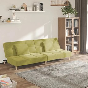 337422 vidaXL Canapea extensibilă cu 2 locuri, 2 perne, verde, textil