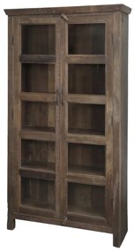 Dulap cu vitrină din lemn reciclat, 2 usi, natur, H185 cm, Grimaud