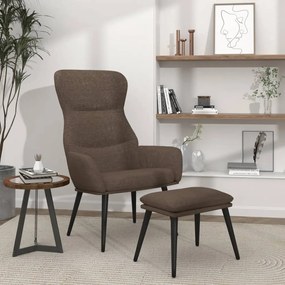 Scaun de relaxare cu taburet, gri taupe, textil