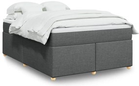 vidaXL Pat box spring cu saltea, gri închis, 140x200 cm, textil