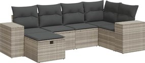 vidaXL Set canapele de grădină cu perne, 6 piese gri deschis poliratan