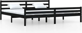 vidaXL Cadru de pat, negru, 200x200 cm, lemn masiv de pin