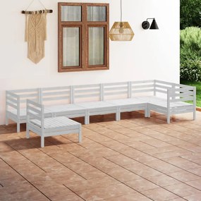 3082738 vidaXL Set mobilier de grădină, 7 piese, alb, lemn masiv de pin