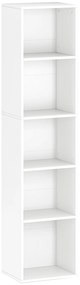HOMCOM Bibliotecă etajeră de depozitare 5 nivele cu rafturi reglabile pentru sufragerie, dormitor, birou, 30x24x133,5cm, alb | Aosom Romania