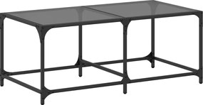 vidaXL Măsuță de cafea cu blat din sticlă neagră 98,5x50x40 cm oțel