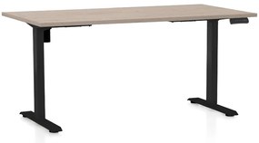 Masa inaltime reglabila OfficeTech B, 160 x 80 cm, bază neagră, stejar