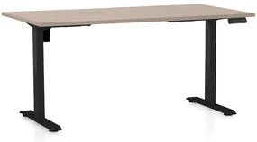 Masa inaltime reglabila OfficeTech B, 160 x 80 cm, bază neagră, stejar