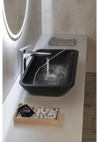 Sapho - Lavoar BLOK 60 x 35 cm pentru blat, piatră/negru mat