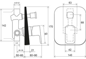 Ravak X070156 - Baterie de duș încastrată FREE, negru