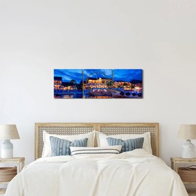 Tablou - Orașul de noapte Hoi An, Vietnam (cu ceas) (90x30 cm)