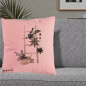 Perna Decorativa Scara Scandinavica cu Stele, 40x40 cm, Roz, Husa Detasabila, Perna Inclusa, BEKZ®