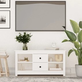 814570 vidaXL Comodă TV, alb, 103x36,5x52 cm, lemn masiv de pin