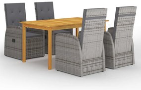 vidaXL Set de masă pentru grădină, 5 piese, gri