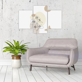 Tablou - Flori bej cu fluture N⁰4 (90x60 cm)