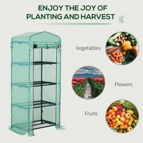 Sera gradina Outsunny pentru plante cu 4 rafturi, legume, fructe, ierburi 70x50x160cm, verde | Aosom RO