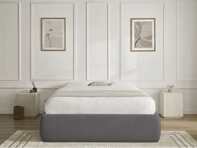 Pat matrimonial gri închis tapițat cu spațiu de depozitare/fără tăblie cu somieră 160x200 cm Inera – Bobochic Paris