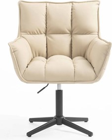 HR560CROSS Scaun Crem Piele Ecologica Premium Soft cu Bază Neagră