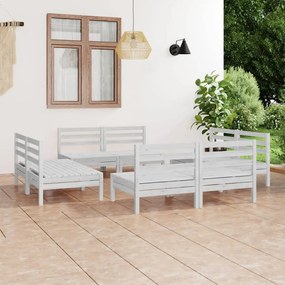3082413 vidaXL Set mobilier de grădină, 8 piese, alb, lemn masiv de pin