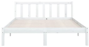 Cadru de pat uk small double, alb, 120x190 cm, lemn masiv pin