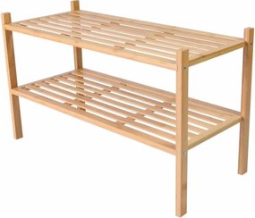Raft din bambus, 2 polițe, dulap de pantofi, 68 x 29 x 40 cm