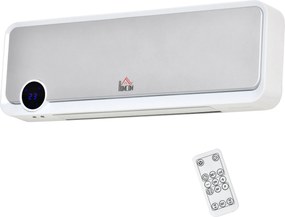HOMCOM Aerotermă de Perete cu 3 Moduri, Timer 12h și Oscilație 30°, 56x18,5x11,7 cm, Argintiu | Aosom Romania