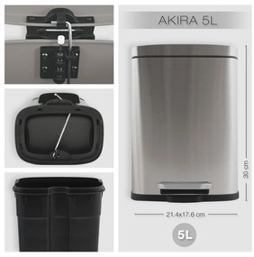 Spirella Coș de gunoi cu pedală Akira 5 l, oțelinoxidabil periat