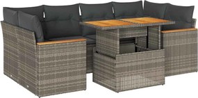 vidaXL Set mobilier grădină cu perne 6 piese gri poliratan/lemn acacia