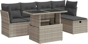 vidaXL Set canapele de grădină cu perne, 6 piese gri deschis poliratan